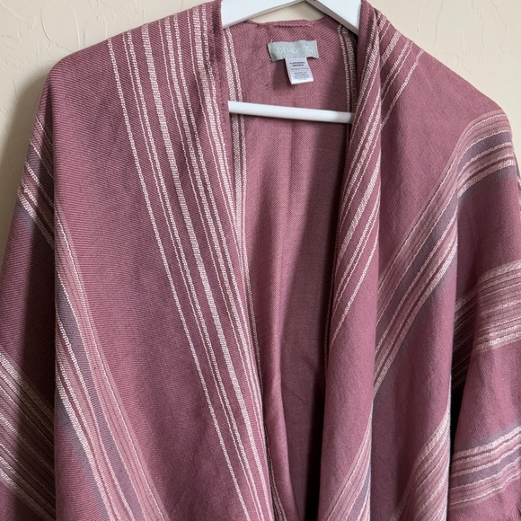 Demdaco Women Poncho Shawl Wrap Kimono Pink Striped Boho Beach Cover Up One Size - Picture 2 of 6